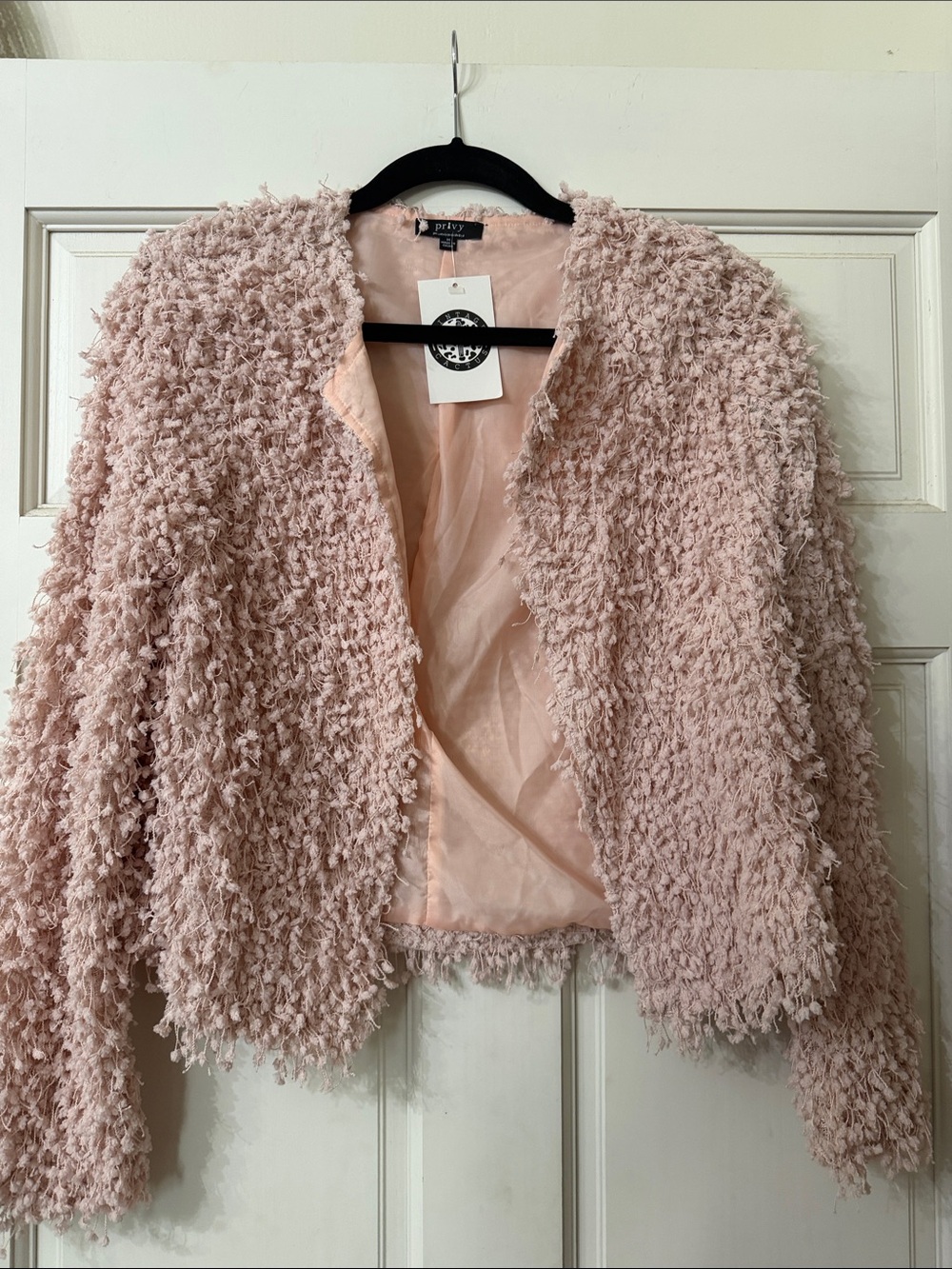 privy Dusty Blush Shag Cardigan
